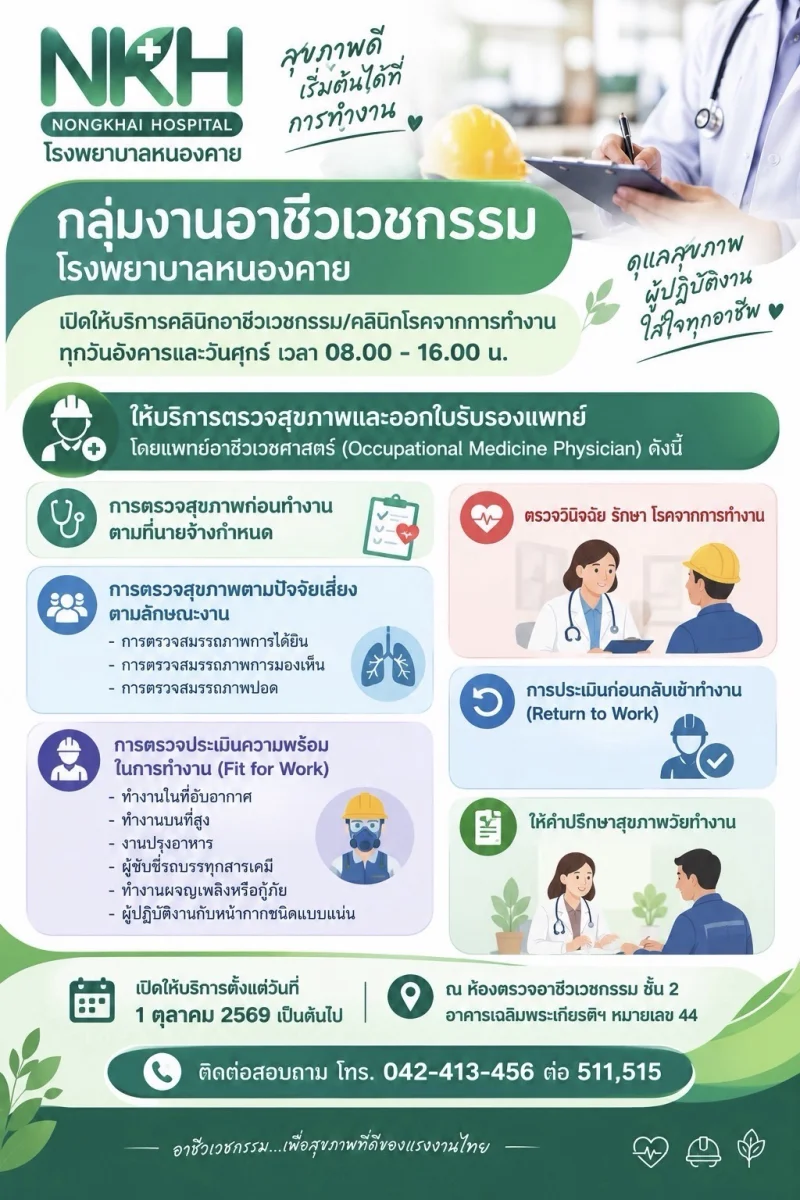 โปรแกรมตรวจสุขภาพประจำปี บุคคลทั่วไป ข้าราชการ และประกันสังคม รพ.หนองคาย HealthServ