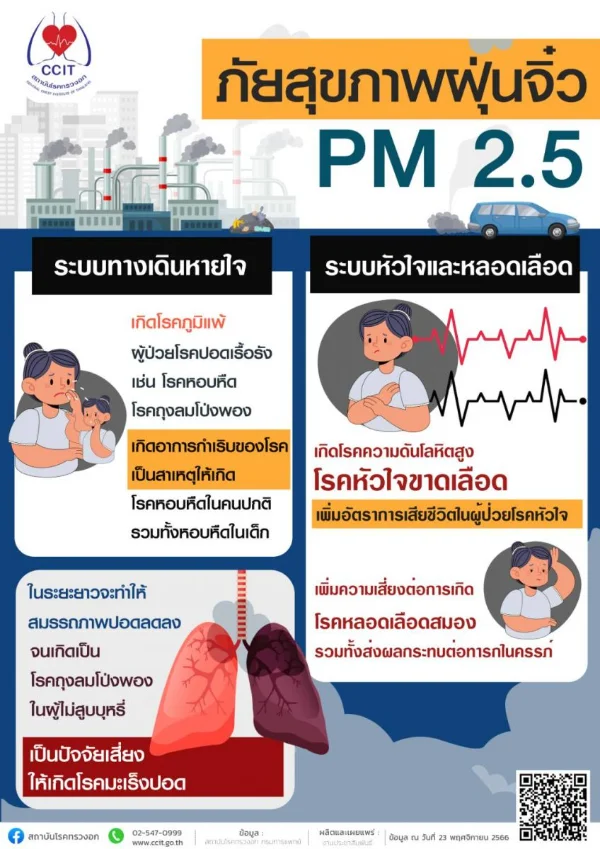 ฝุ่น PM 2.5 กลับมาสูงขึ้น เกินมาตรฐาน 12 จังหวัดแล้ว HealthServ