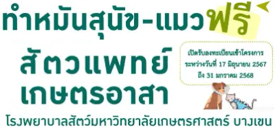 สัตวแพทย์เกษตรอาสา ม.เกษตร บางเขน ทำหมันน้องหมาน้องแมว ฟรี ปี 2567 Thumb HealthServ.net