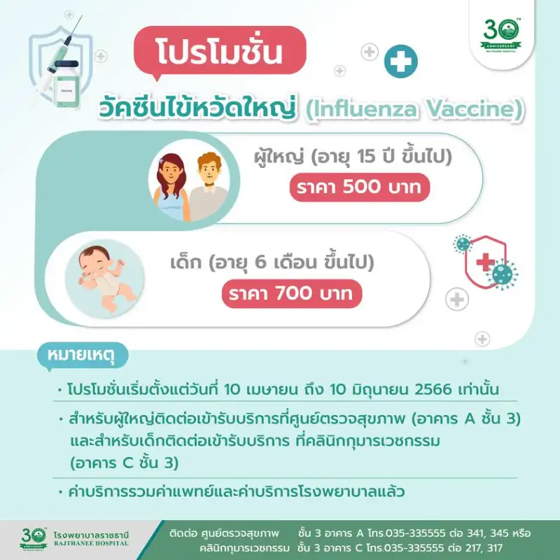 วัคซีนไข้หวัดใหญ่ โรงพยาบาลราชธานี  Healthserv.net