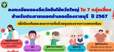 รพ ราชบุรี เชิญชวนลงทะเบียนฉีดวัคซีนป้องกันไข้หวัดใหญ่ 2567 ประชาชน 7 กลุ่มเสี่ยง HealthServ.net