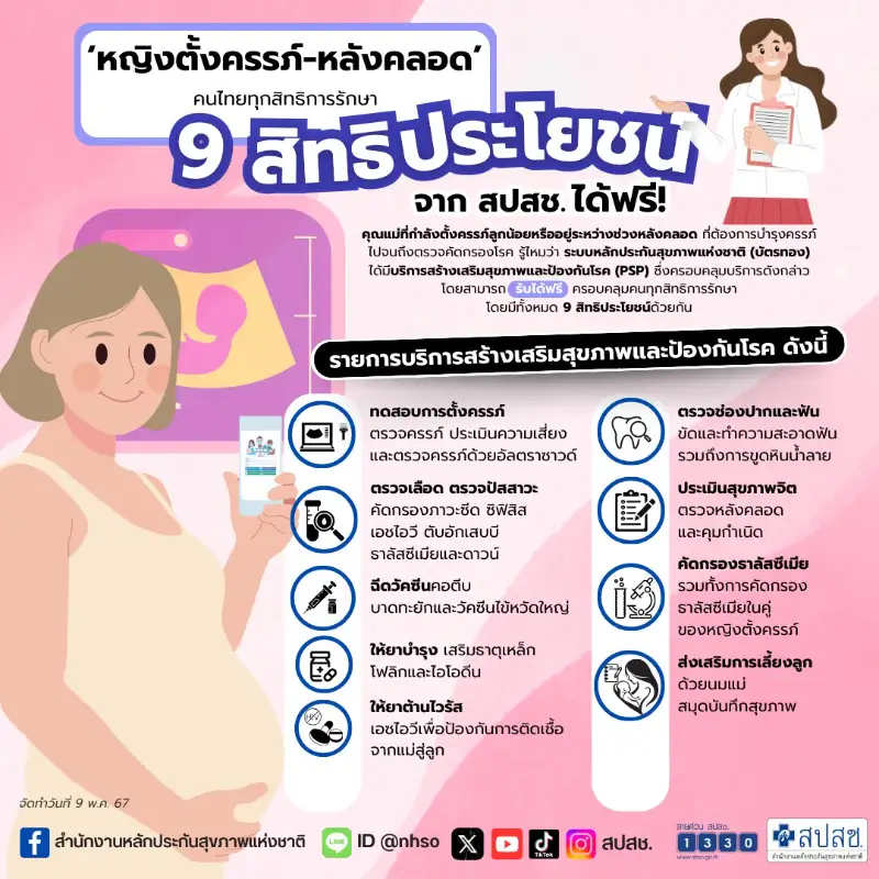 9 สิทธิประโยชน์ ฟรี สำหรับหญิงตั้งครรภ์-หลังคลอด จาก สปสช. Healthserv.net