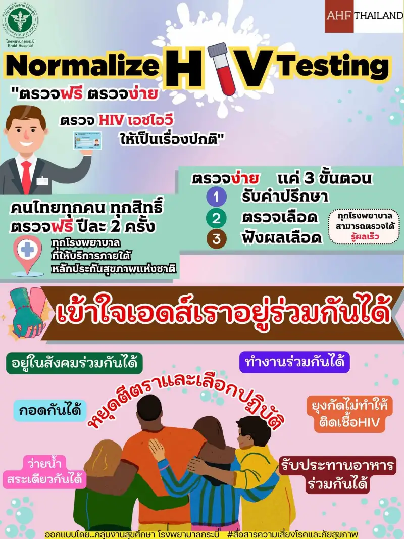 รพ.กระบี่ ขอเชิญชวนตรวจเอชไอวี ฟรี วันนี้-มิถุนายน2567 Healthserv.net