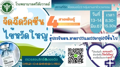 รพ.ศรีสังวาลย์ แม่ฮ่องสอน จัดฉีดวัคซีนไข้หวัดใหญ่ ผู้ประกันตน ฟรี Thumbnail program